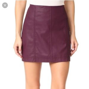 Free People burgundy leather mini skirt size 6